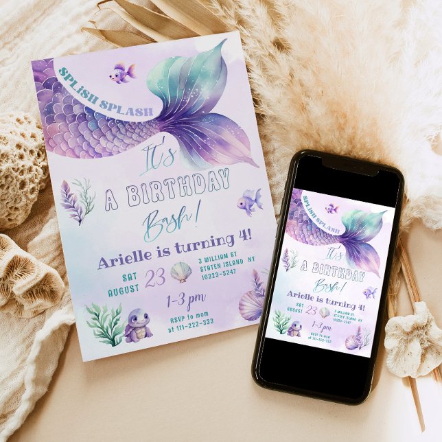 Convite Dividir Festa de piscina de aniversário da Splash  (Criador carregado)