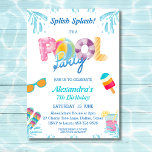 Convite Dividir Festa de Piscina do Splash Kids<br><div class="desc">Personalize este vibrante Convite de Aniversário da Festa de Piscina, perfeito para a festa de piscina dos seus filhos! Estes convites estão a rebentar com diversão de Verão, adornada com ilustrações coloridas, vão detectar óculos de sol legal, uma bola de praia, chinelos divertidos e um picolé colorido, enquanto bebidas frias...</div>