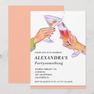 Convite Diviértete Rosa Dourado Cocktail Champagne 41º ani