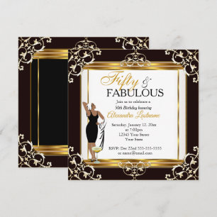 Convite Divina Fabulosa Lady Dourada Preta Aniversário de 