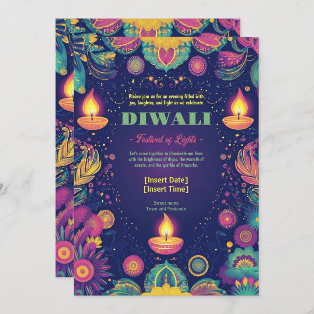 Convite Divine Diwali Harmony (Frente/Verso)