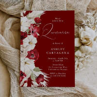 Divino Bloom Gorgeous Red White Floral Quinceanera