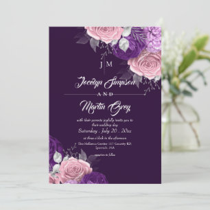Convite Divino Caprichoso ⎮Casamento Floral Roxo