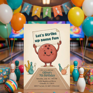 Convite Divirta-se com uma Festa de Boliche Menino de 7 An