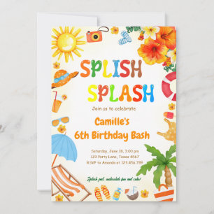 Convite Divirta-se Festa de Piscina de Bash de Aniversário