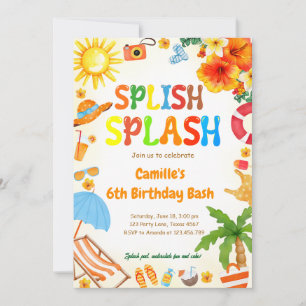Convite Divirta-se Festa de Piscina de Bash de Aniversário