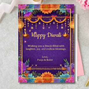 Convite Diwali Purple Dourado Diwali Llustração clara
