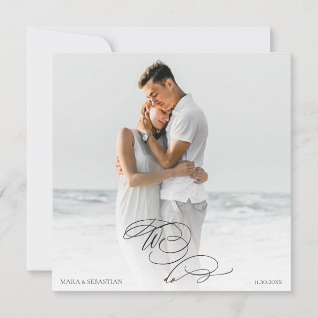 Convite *~* DIY AR6 Casal FOTO RSVP QR Casamento (Frente)