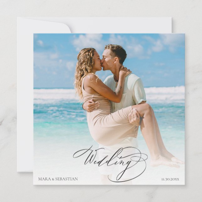 Convite *~ DIY FOTO DO Casal RSVP QR AR AR6 Casamento (Frente)