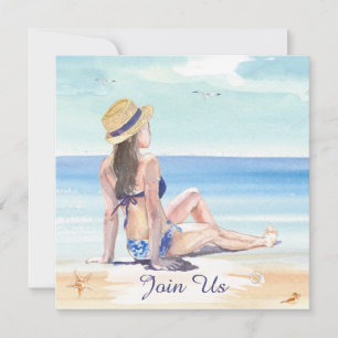 Convite *~* DIY Praia Tropical AR29 Genérica QUALQUER EVEN