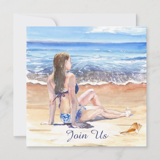 Convite *~* DIY Praia Tropical AR29 Genérico QUALQUER EVEN (Frente)