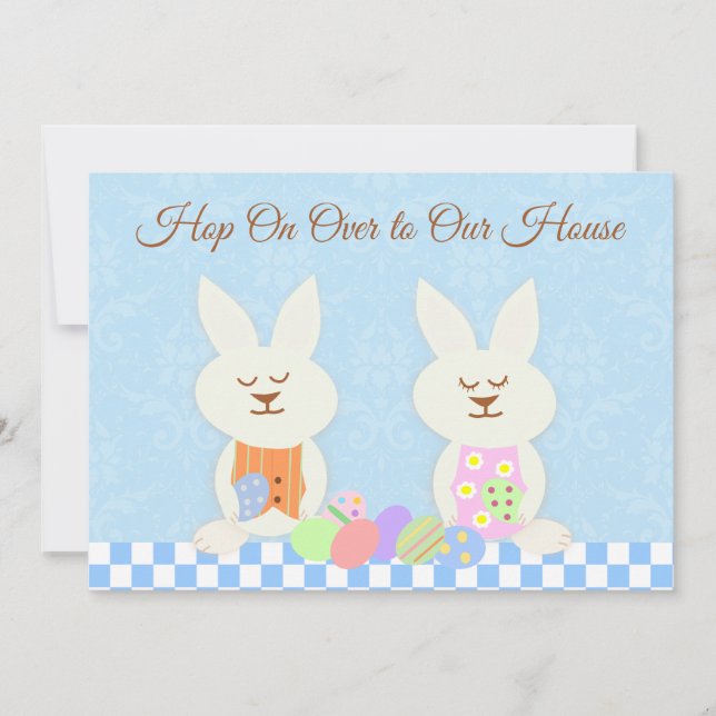 Convite do almoço dos coelhos de felz pascoa (Frente)