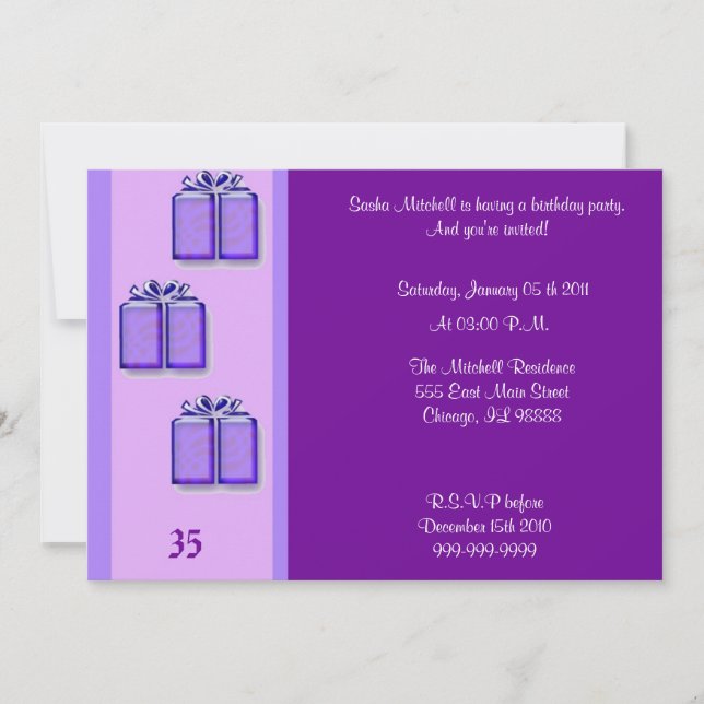 Convite do aniversário (Frente)