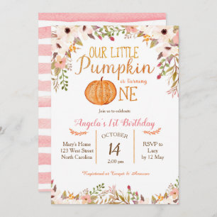 Convite do aniversário da abóbora brilho Dourado