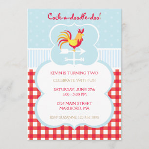 Convite do aniversário da aleta de tempo do galo