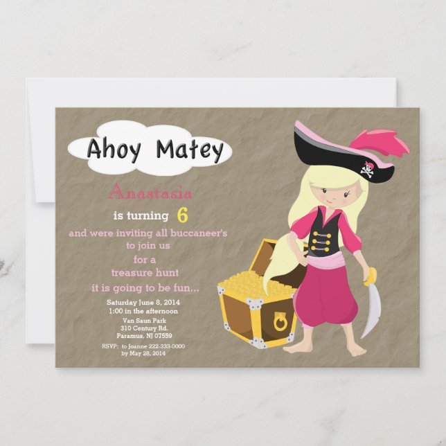 Convite do aniversário da caça ao tesouro do (Frente)