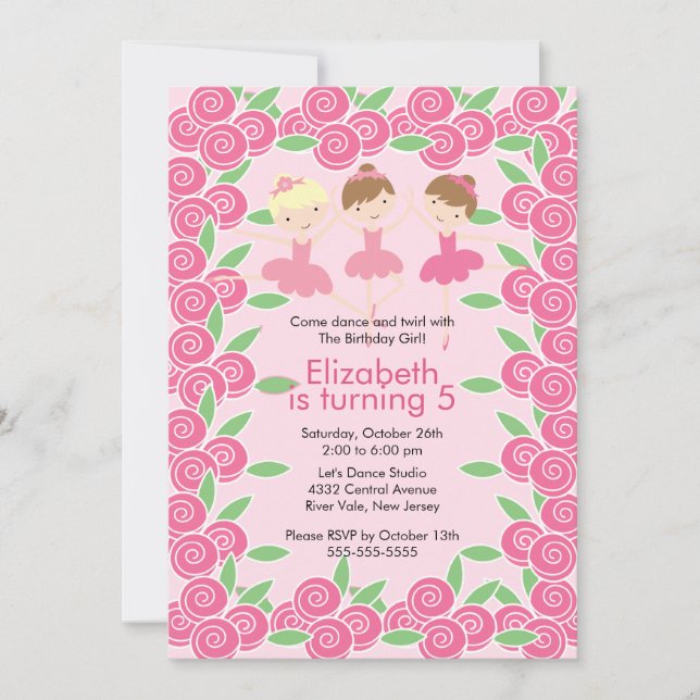 Convite do aniversário da dança da bailarina (Frente)
