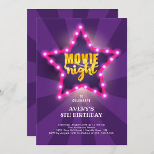 Convite do aniversário da estrela de cinema