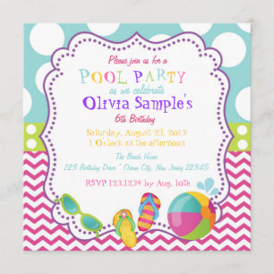 Convite do aniversário da festa na piscina