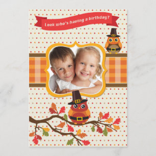 Convite do aniversário da foto das corujas da