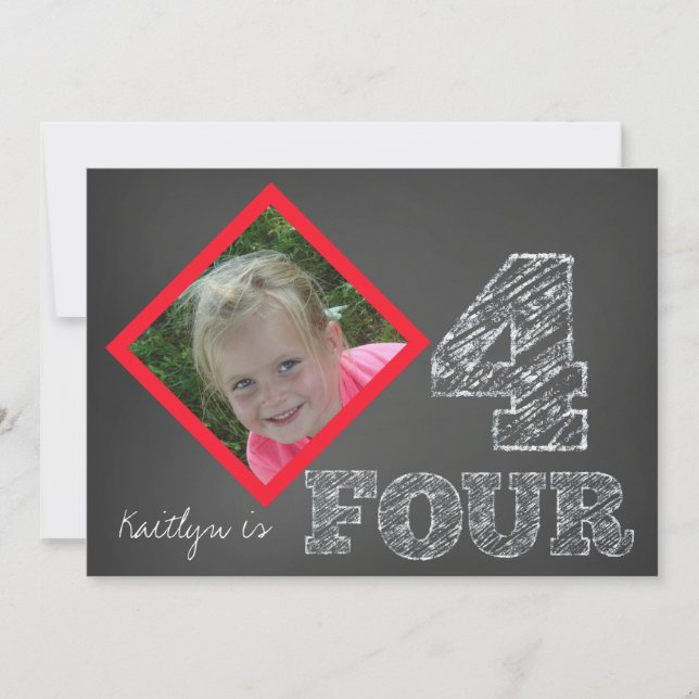 Convite do aniversário da foto do quadro 4o (Frente)