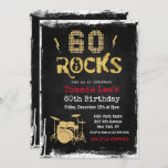 Convite do aniversário da guitarra de Rockstar de<br><div class="desc">Da surpresa de prata metálica do brilho do metal da guitarra elétrica de Rockstar de 60 rochas convite do aniversário 60th</div>