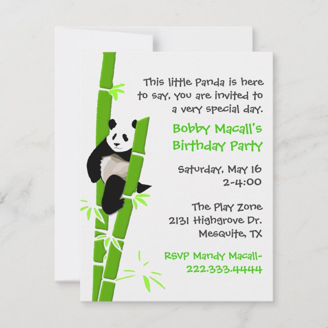 Convite do aniversário da panda (Frente)