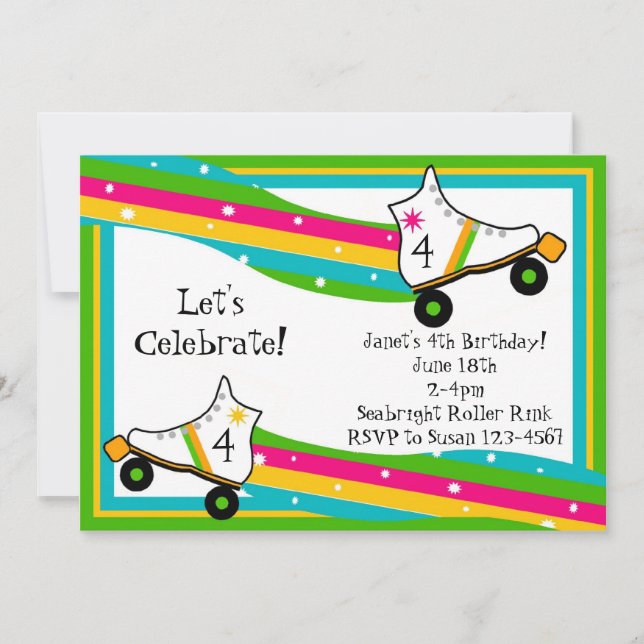 Convite do aniversário da patinagem de rolo (Frente)