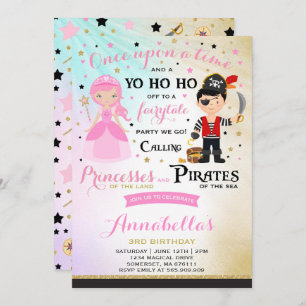 Convite do aniversário da princesa e do pirata