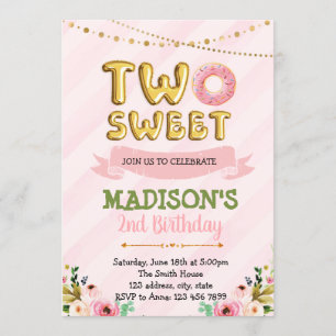 Convite do aniversário da rosquinha de dois doces