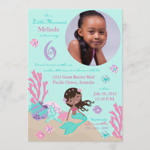 Convite do aniversário da sereia africana sexto