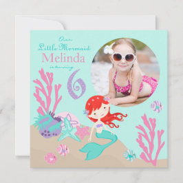 Convite do aniversário da sereia castanha-aloirada