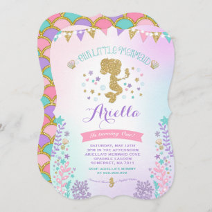 Convite do aniversário da sereia sob o partido do