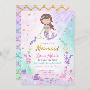 Convite do aniversário da sereia sob o partido do