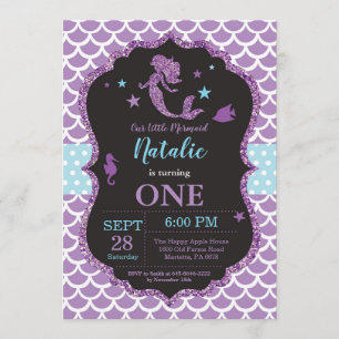 Convite do aniversário da sereia sob o partido do