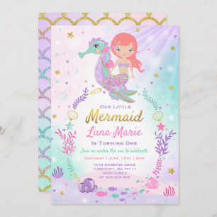 Convite do aniversário da sereia sob o partido do