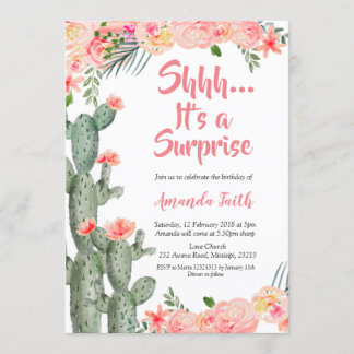 Convite do aniversário da surpresa do cacto da