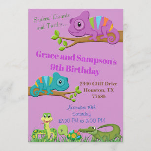 Convite do aniversário da tartaruga do cobra da