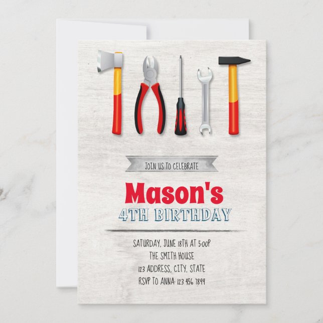 Convite do aniversário das ferramentas (Frente)