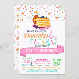 Convite do aniversário das panquecas & dos pijamas