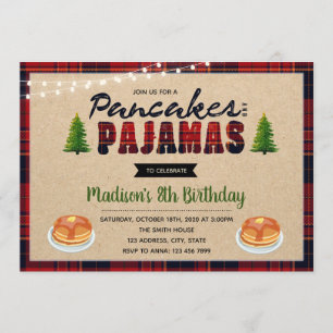 Convite do aniversário das panquecas e dos pijama