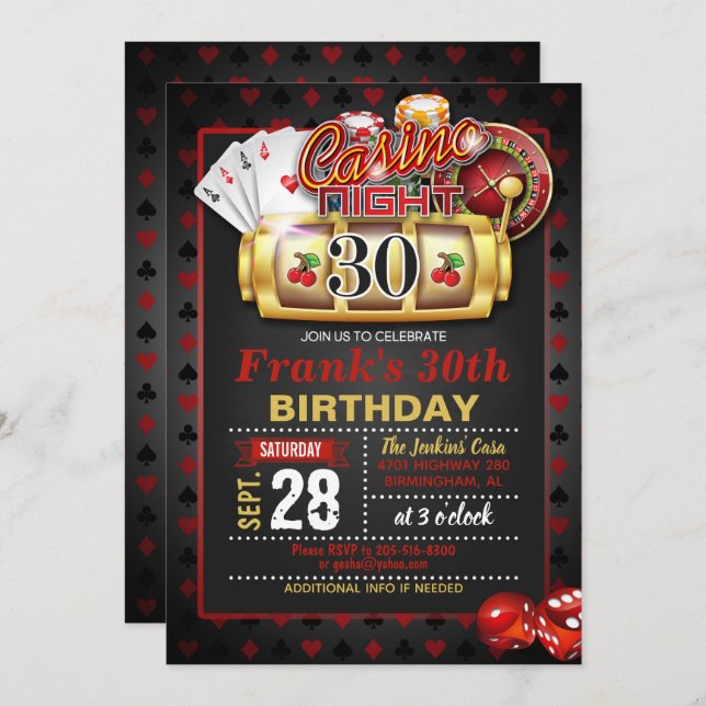 Convite do aniversário de 30 anos do casino (Frente/Verso)