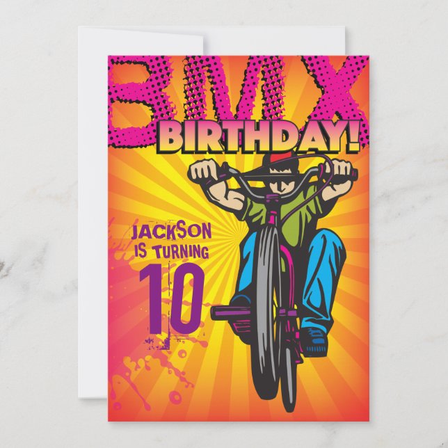 Convite do aniversário de 5 x 7 BMX (Frente)