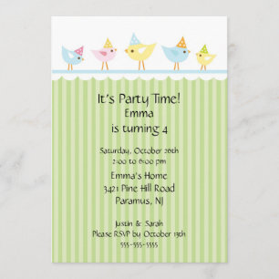 Convite do aniversário de criança dos pássaros 