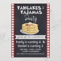 Convite do aniversário de dois Pjs das panquecas