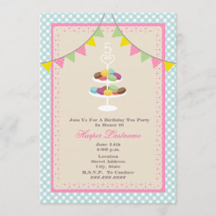 Convite do aniversário de Macarons do francês -