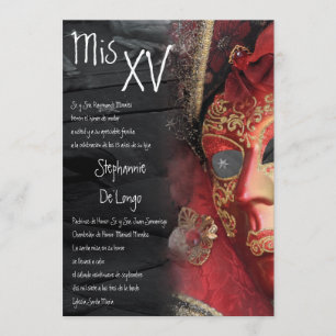 convite do aniversário de Quinceanera do mascarada