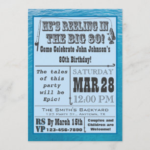 Convite do aniversário do 80 da pesca com água