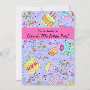Convite do aniversário do adolescente roxo do ros