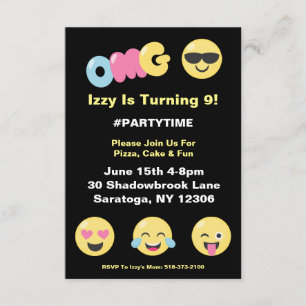 Convite do aniversário do amante de OMG Emoji